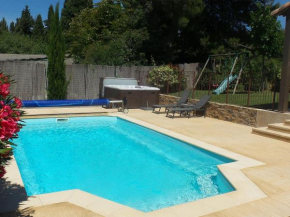 Villa with air con heated pool bubble bath fenced garden and kids play equipment